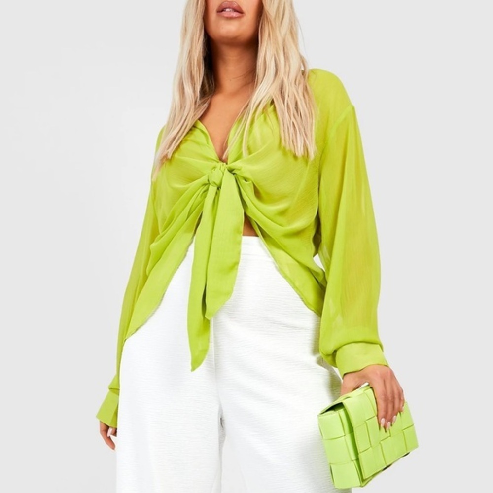 Boohoo Green Blouse Top